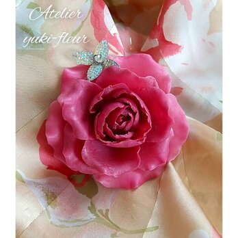 ★粘土の花[薔薇のコサージュ・エンジ]★