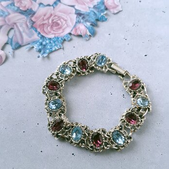 light blue purple rhinestone vintage bracelet ヴィンテージブレスレット