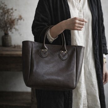 本革 スモールキャリーオールバッグ レザートート トープブラウン 牛革 Dカン付き 2WAY対応 ユニセックス