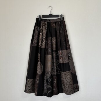 ＊アンティーク着物＊泥大島紬のパッチスカート（裏地付き）