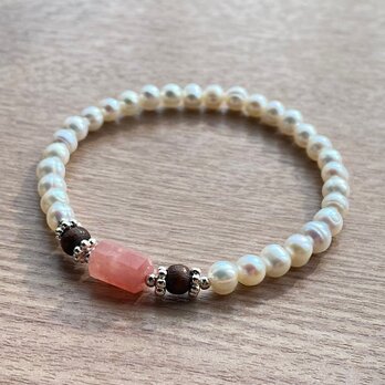 ピンク グァバクォーツ & パール ブレスレット