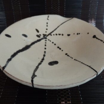 陶器　片口　白泥黒斑点模様　イッチン模様入り