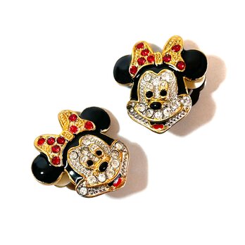 Vintage Disney Minnie Mouse Rhinestone Clip Earrings