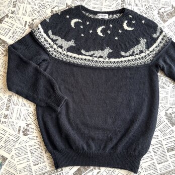 丸ヨークセーター　月と銀狐