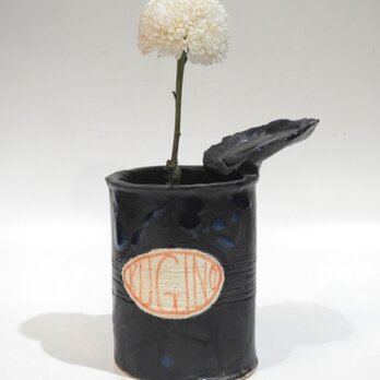 黒釉缶花器（イビイnoriaki）