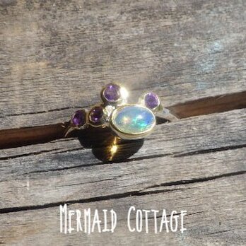 sv925 Opal & Amethyst Sea Foam Ring 人魚姫の祈り☆オパールとアメジストの海の泡リング