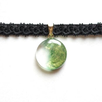 【受注製作】レジンアート　ラウンドモチーフとタティングレースとベルベットリボンのチョーカー〈円環の故郷〉