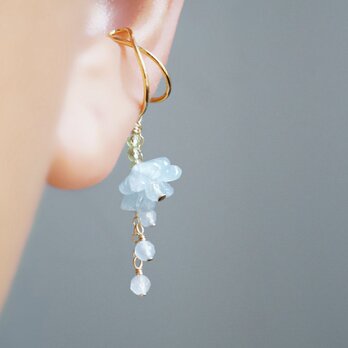 「一輪のネモフィラ」アクアマリン ペリドット 天然石 イヤーカフ 片耳 3月誕生石 ブルー 母の日 ギフト プレゼント