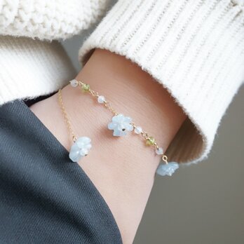 「ネモフィラ」アクアマリン ペリドット 天然石 ブレスレット 3月 8月 誕生石 ブルー 母の日 ウェディング