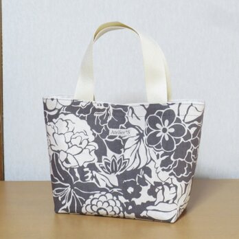 ミニトートバッグ★花柄（生成×濃グレー）