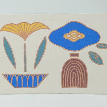 ギルディング和紙葉書　花をなぞる