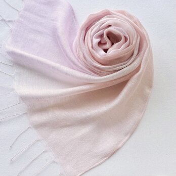 艶さらシルク＊桃花色×桜貝色＊手染めのレーヨンシルクストール