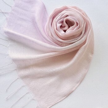 艶さらシルク＊桃花色×桜貝色＊手染めのレーヨンシルクストール
