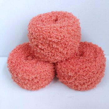 手染めの草木染め毛糸（ループヤーン）No861あかね　手編み用　手織り用