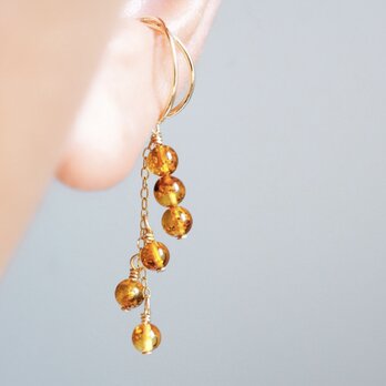 「みたらし団子」天然石 イヤーカフ アンバー 琥珀 和菓子 着物 和装 母の日 ユニーク ギフト プレゼント