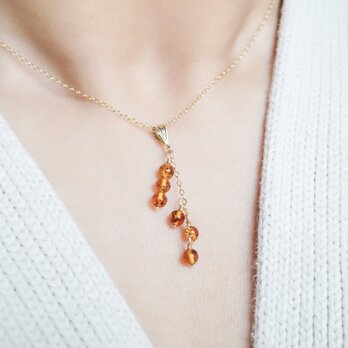 「みたらし団子」天然石 ネックレス アンバー 琥珀 和菓子 母の日 ギフト プレゼント 14kgf 金属アレルギー対応