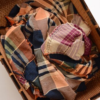 襤褸 古布 昭和初期 木綿 格子 布団皮 ほどき｜大判184×168cm｜リメイク・インテリア｜ジャパンヴィンテージ