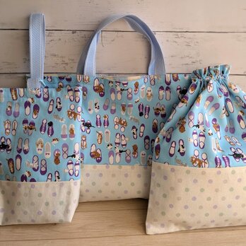 靴の中の猫ちゃんたちと水玉が可愛い入園入学3点セット