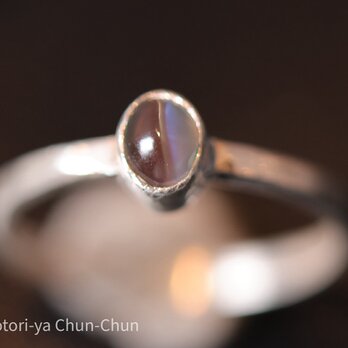 【小鳥屋評価4/5　強変化！】タイで厳選　アレキサンドライトキャッツアイ・シルバーリング【青ノ閃】