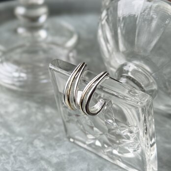 P764-ヴィンテージピアス U.S.A. 1980's Silver & Gold Tone Half Hoop