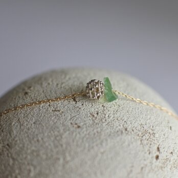 グリーントルマリンと透かしシルバーのネックレス（14kgf）