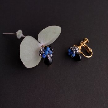 小耳さん向け耳飾り <lapis lazulipearl × onyx>