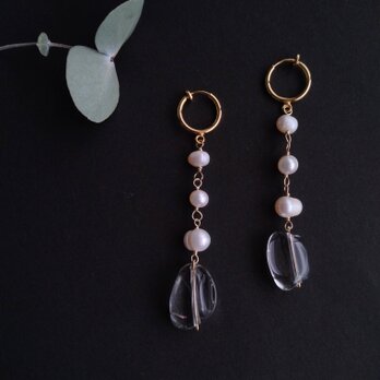 pearl × rutile quartz ピアス14kgfへ変更可