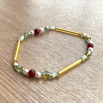 レッドアゲート（瑪瑙）& ヴィンテージゴールド ブレスレット