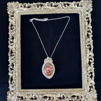 薔薇七宝ペンダント＆ブローチ　（ブラウン）