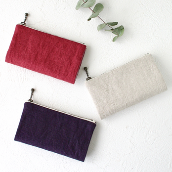 ひらく、仕分けポーチ｜リネンの蛇腹ポーチ・お薬ポーチ・ミニ財布にも