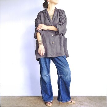 リネン１００％ジャケット（グレー）