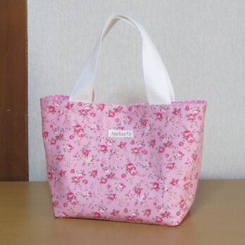 ミニトートバッグ★小ローズ柄（ピンク）