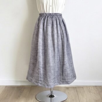 近江リネンWガーゼ◇ギャザースカート◇ブルー