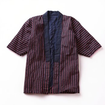 野良着 藍染襟 縞模様 木綿 昭和初期〜中期 ジャパンヴィンテージ 古布 リメイク素材