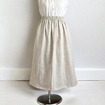 近江リネンWガーゼ◇ギャザースカート◇生成り