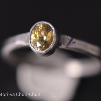 【キラキラ大粒！】ズィーシャンの特注カット　ゴールデンタンザナイト・シルバーリング【多金】