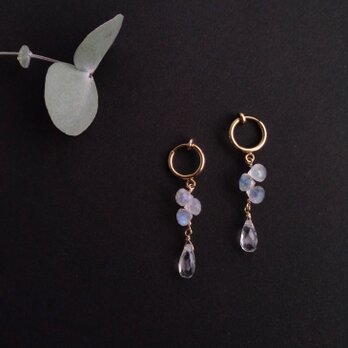 blue moonstone × quartz ピアス14kgfへ変更可