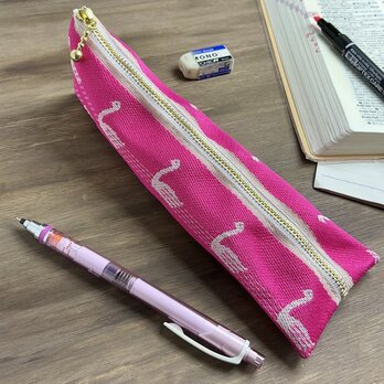 【スワン】畳縁　テトラ型　ペンケース　白鳥　バレエ　ピンク