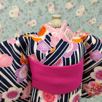 着せ替え人形の服　㉙　着物　<春まつ雪うさぎ>