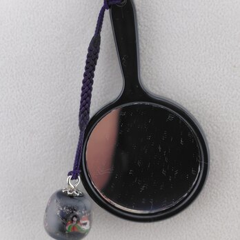 とんぼ玉帯飾り（黒）　源氏絵巻