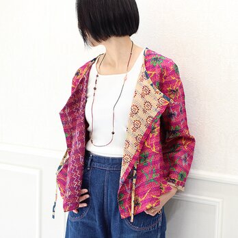 カンタ刺繍シルクのリボンブラウスジャケット【F】