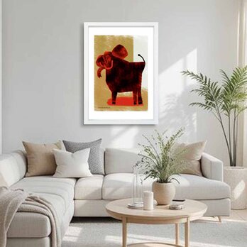 紅のゾウ　象　送料無料 　イイネたのしいポスター　イラスト　ポスター　アートポスター　アート/sei検索新着順　4080