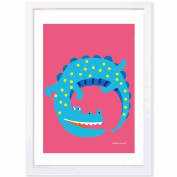 わーいワニ　ワニ　送料無料 　アート/sei検索新着順　どうせなら楽しいポスター　イラスト　ポスター　アートポスター　4000