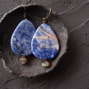Sodalite × Labradorite Earrings／ソーダライト×ラブラドライトピアス