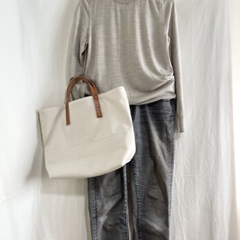 トートバッグL✴︎本革持ち手✴︎A4ファイル収納✴︎現品のみ