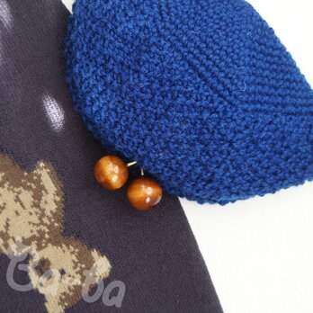 ばあば♪さらに大きめwoody鹿の子編みのがま口（Palo Santo・C1804）