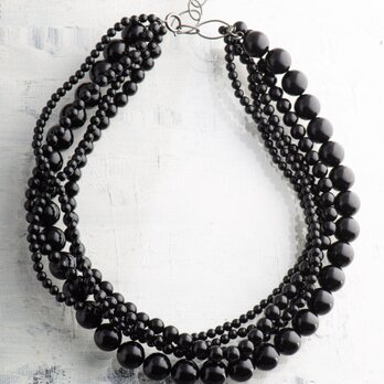 ブラックジェット 多連ネックレス（42cm）