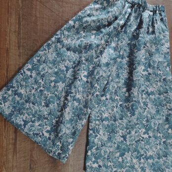 ワイドキュロット　スカパン　スカンツ（ブルー）