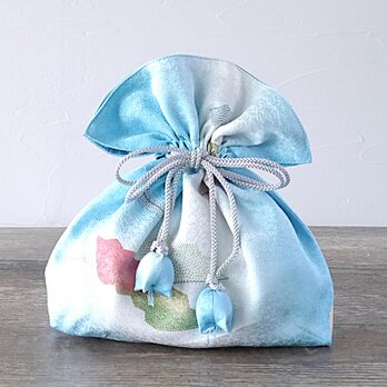 着物　巾着　幸せを呼ぶFUGURO　プレミアム　シルク　中サイズ