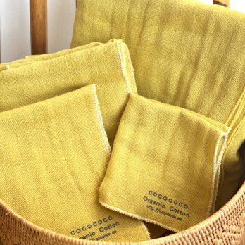 【柚の葉染め】Organiccotton 3重ガーゼタオル　各サイズ選択してください